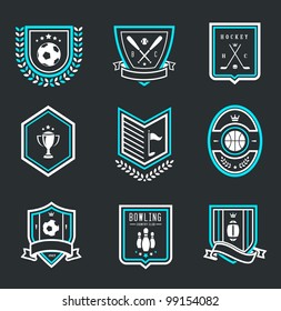 Vector set of nine modern sport emblems