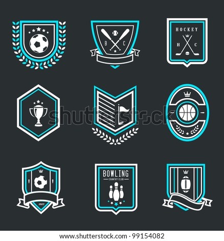 Vector set of nine modern sport emblems