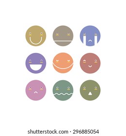 Vector set of nine smile faces. Modern and stylish icons