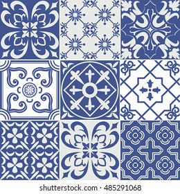 Vector set of nine tiles background. For wallpaper, backgrounds, decoration for your design, ceramic, page fill and more. 