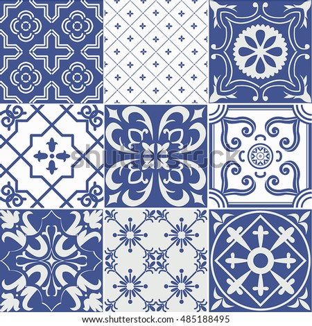 Vector set of nine tiles background. For wallpaper, backgrounds, decoration for your design, ceramic, page fill and more. 