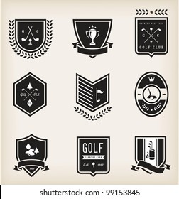 Vector Set Of Nine Various Golf Emblems