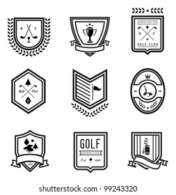 Vector set of nine various golf emblems