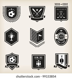 Vector Set Of Nine Various Sport Emblems