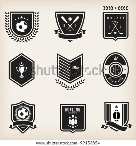 Vector set of nine various sport emblems