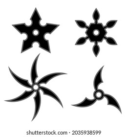 Conjunto de vectores de la estrella Ninja. Arma tradicional asiática. Logo de Shuriken.