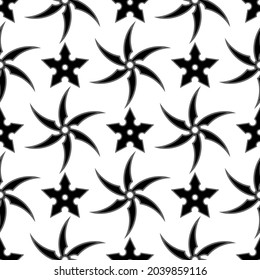 Conjunto de vectores de la estrella Ninja. Arma tradicional asiática. Logo de Shuriken. Patrón sin inconvenientes.
