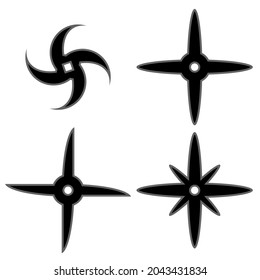 Conjunto de vectores de la estrella Ninja. Arma tradicional asiática. Logo de Shuriken.