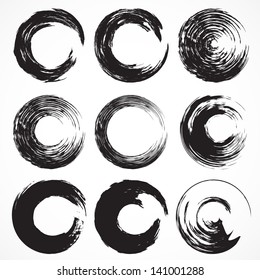 Vector set No5 of grunge circle brush strokes for frames, icons, design elements