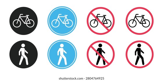 Vector set of non-motor traffic prohibition signs including 