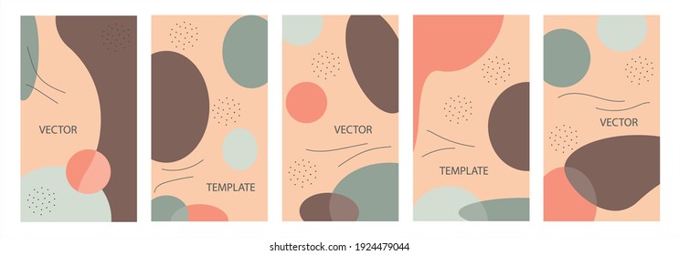 Vector set of non-ordinary backgrounds in minimalistic trendy style for story and social media design template
