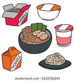 conjunto vetorial de desenho animado de macarrão