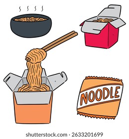 vector set of noodle cartoon