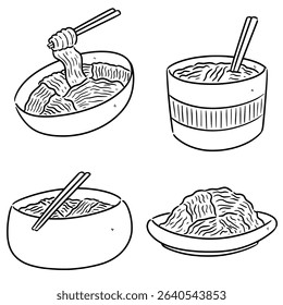 vector set of noodle cartoon