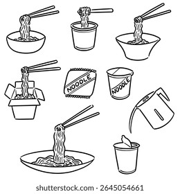 vector set of noodle cartoon