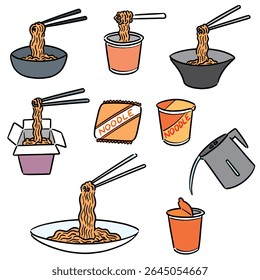 vector set of noodle cartoon