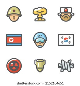 Vector Set of North and South Korea Icons.
