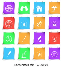 Vector set of note papers