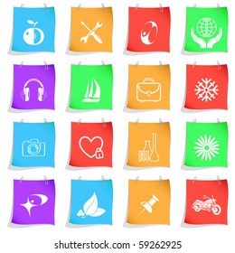 Vector set of note papers