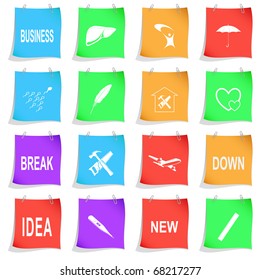 Vector set of note papers