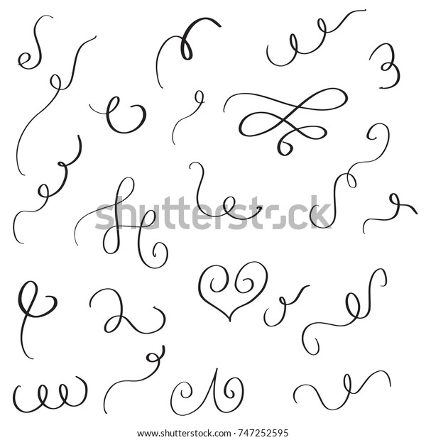 Vector set of notebook doodles. Collection of\
hand drawn flourishes.