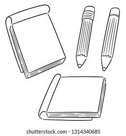 vector set of notebook and pencil