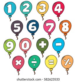 vector set of number balloon
