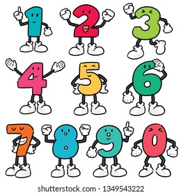 vector set of number cartoon