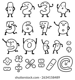 vector set of number cartoon