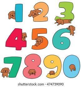 vector set of number and dog