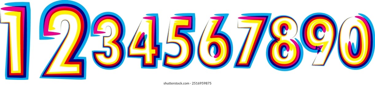 Vector set of number, gradient color set of numbers