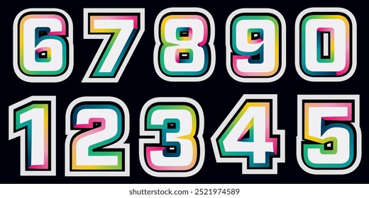 Vector set of number, Neon numbers, gradient numbers
