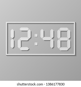 Vector set number with shadow paper cut digital alarm clock.