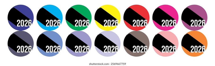 Vector set of numbers 2026, colorful design, New Year icon design, Circle concept.
