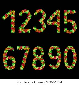 vector set of numbers of autumn leaves