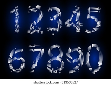 vector set of numbers from the broken glass