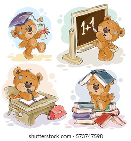 Vector set of numbers with a fun teddy bear