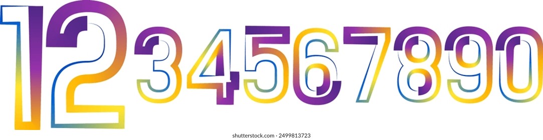 Vector set of numbers, numbers, gradient numbers