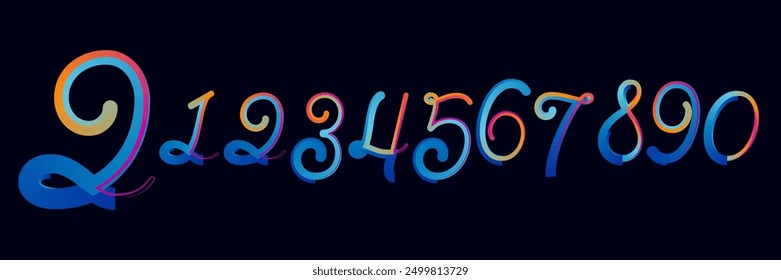 Vector set of numbers, numbers, gradient numbers
