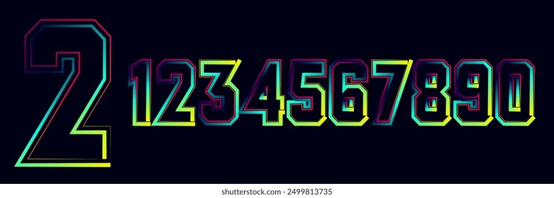 Vector set of numbers, numbers, gradient numbers