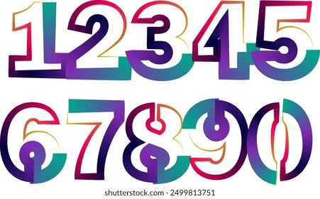 Vector set of numbers, numbers, gradient numbers