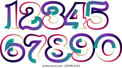 Vector set of numbers, numbers, gradient numbers