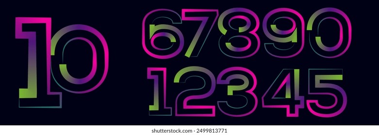 Vector set of numbers, numbers, gradient numbers