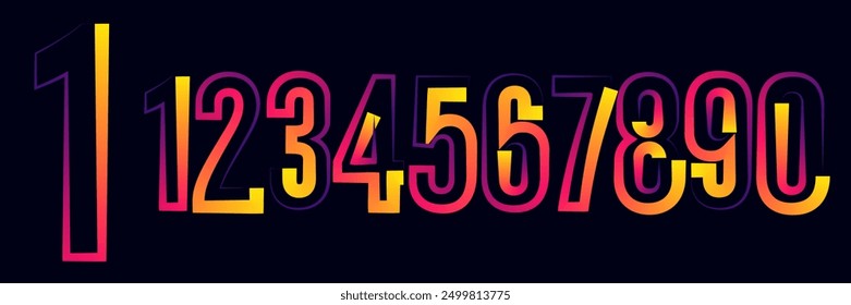 Vector set of numbers, numbers, gradient numbers