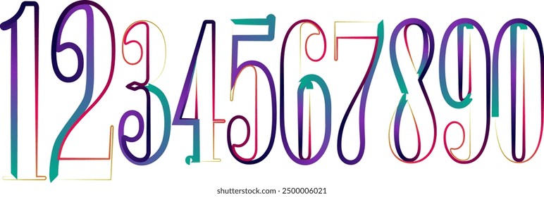 Vector set of numbers, numbers, gradient numbers
