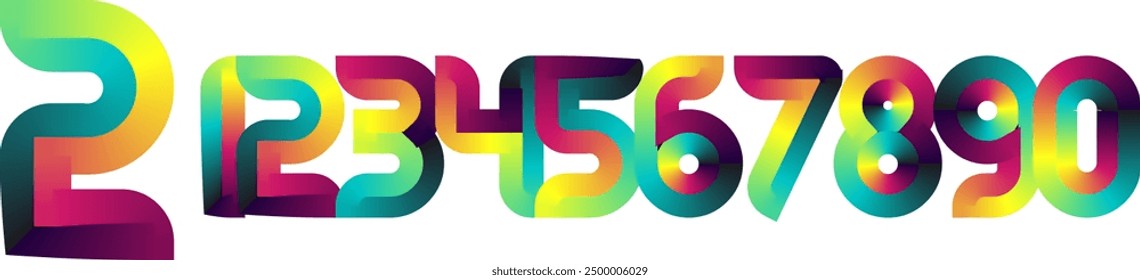 Vector set of numbers, numbers, gradient numbers