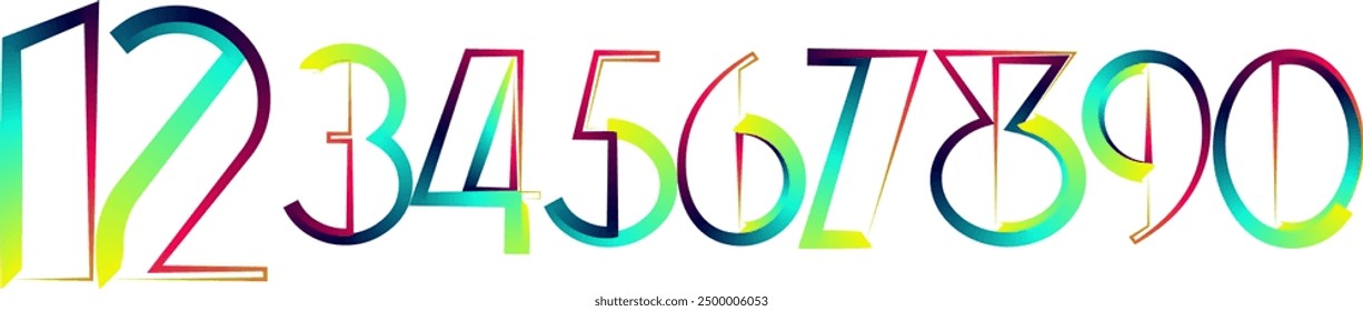 Vector set of numbers, numbers, gradient numbers