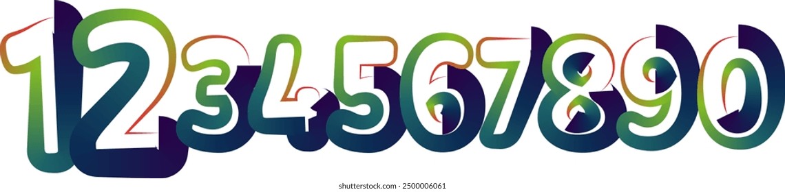 Vector set of numbers, numbers, gradient numbers
