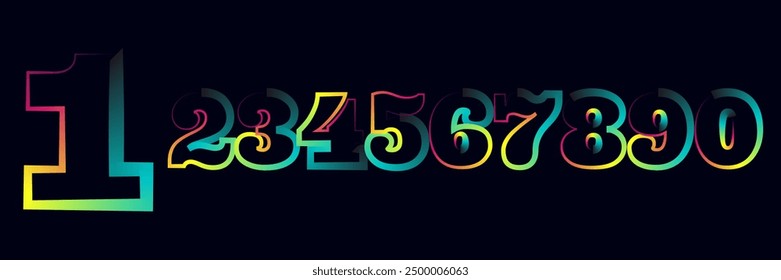 Vector set of numbers, numbers, gradient numbers