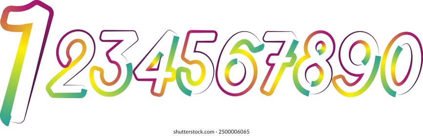 Vector set of numbers, numbers, gradient numbers